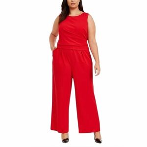 ⭐️ Calvin Klein ($205) Red Sleeveless Wide-Leg Jumpsuit - PTP 21